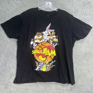 Space Jam T Shirt Men's XL Black 90s Looney Tunes Jordan Short Sleeve Tee‎